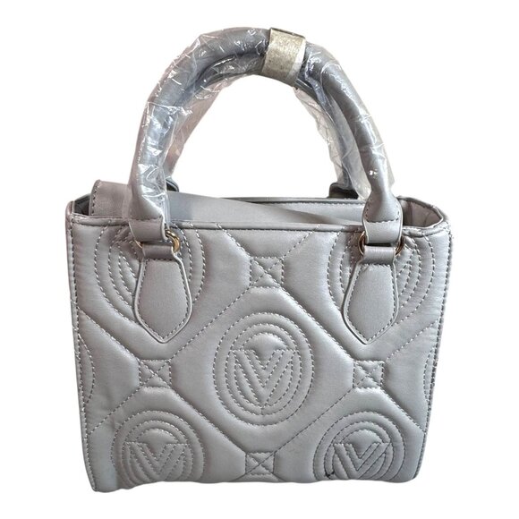 NWT Valentino Orlandi Tote bag Light Grey Quilted Gold Charms Wide Detach Strap - Picture 9 of 13